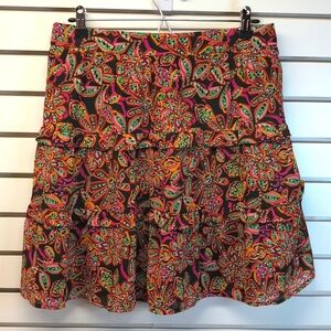 J. Crew Floral Print Tiered Ruffle Trim Skirt Size Medium